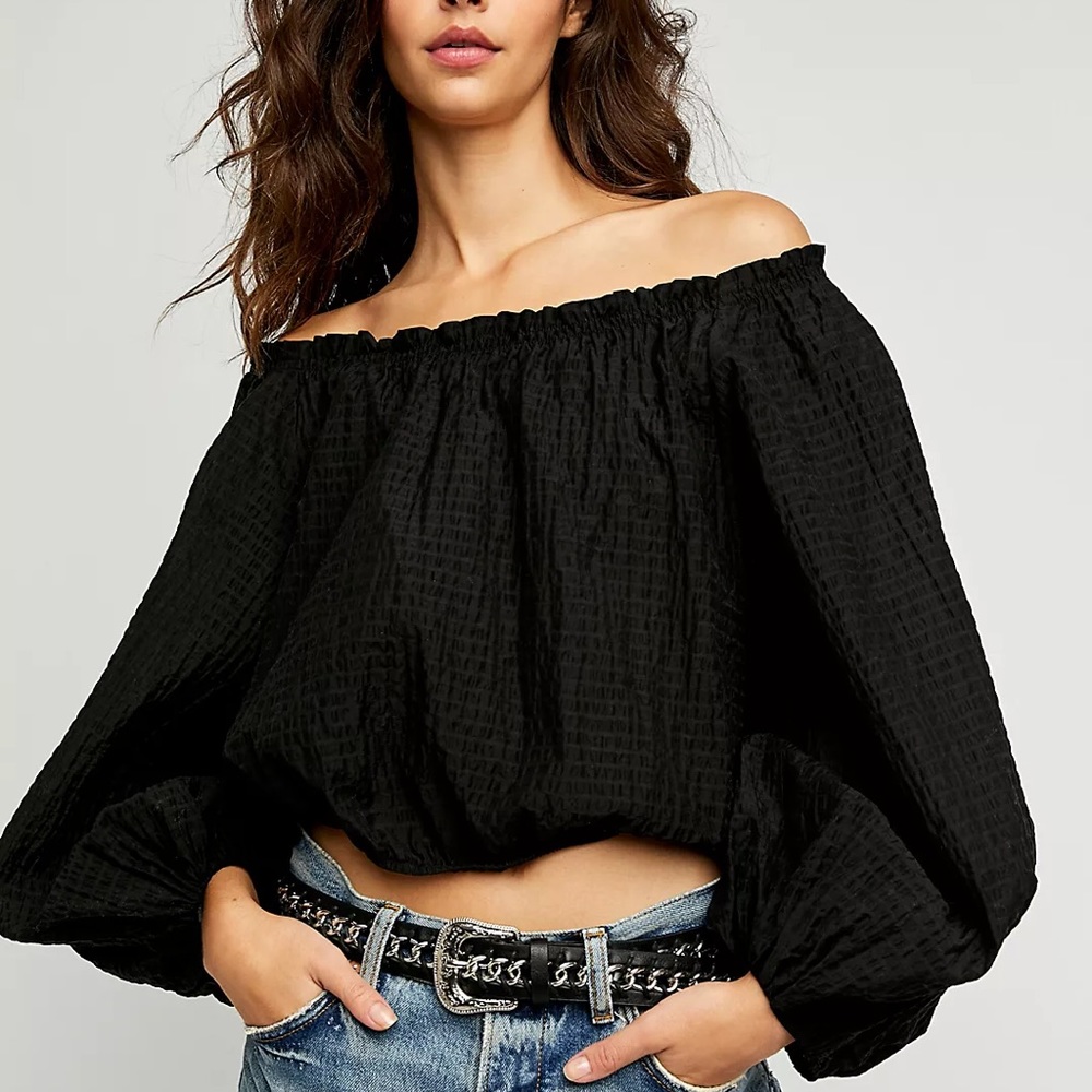 Free People Black Alicia Top